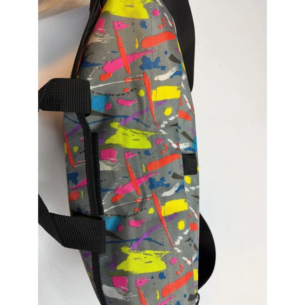 Y2K Paint Splatter Messenger Bag Grey Neon‎ Multi Color Crossbody Satchel Strap